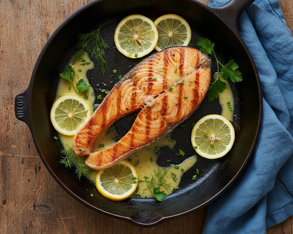 Seared Salmon with Lemon Ginger Honey Beurre Blanc
