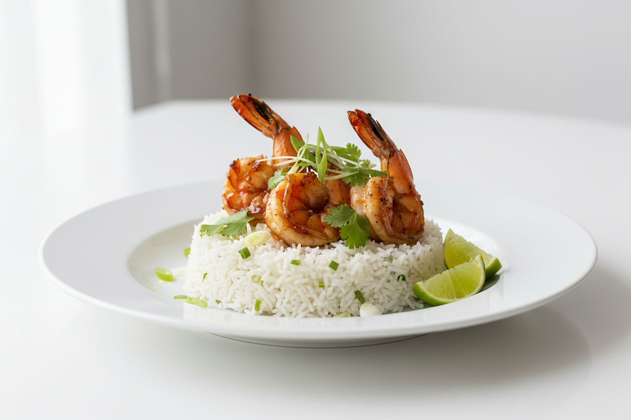 Thai Honey Glazed Shrimp with Coconut Rice