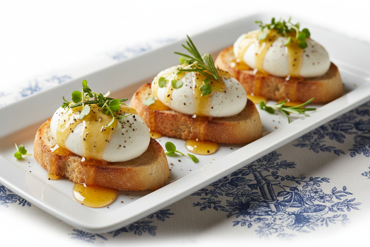 Truffle Honey Burrata Crostini
