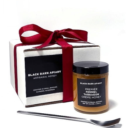 black barn gift box with honey speader