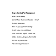 IMMUNE + FOCUS™ LION'S MANE MUSHROOM CRÈME HONEY